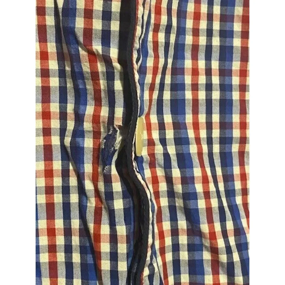 RALPH LAUREN POLO‎ large SLEEPWEAR long sleeve Button Down. plaid RED/WHITE/BLUE